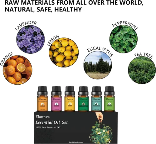 Vista 3 de Juego de aromaterapia de aceites esenciales, 6 aceites para difusores, cuidado del hogar, aromas para hacer velas, fragancia, humidificadores