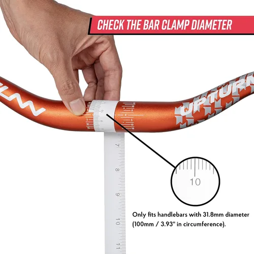 Vista 6 de Funn Manillar de bicicleta de montaña Upturn de alto perfil con abrazadera de manillar de 31.8mm y ancho de 785mm, manillar elevador de aleación