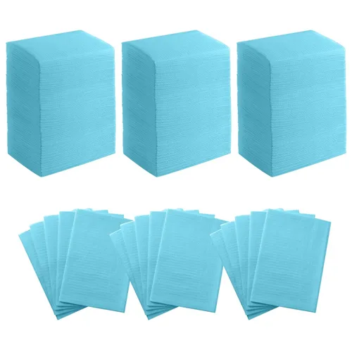 Vista 25 de JMU 1000 baberos dentales, 2 capas de pañuelo 1 capa de película, baberos dentales negros desechables a granel de 33 cm x 45,7 cm, baberos