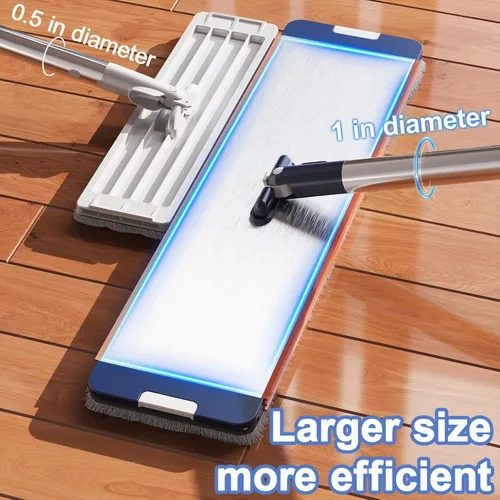 Vista 7 de Juego de trapeador plano y cubeta de microfibra para limpieza de pisos, sistema de trapeador plano y cubo con 8 almohadillas de microfibra