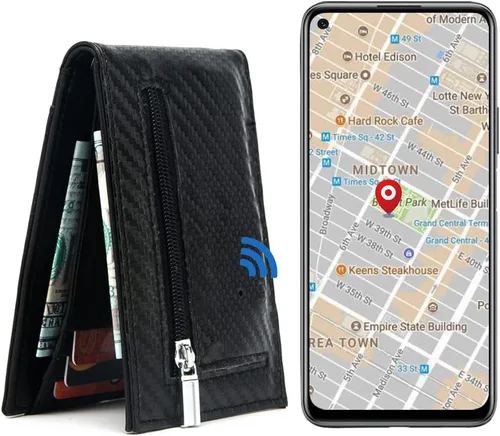 Vista 9 de Cartera rastreable para hombres Air Tag Wallet GPS Tracker & Finder Tarjeta de crédito Hombres (negro)
