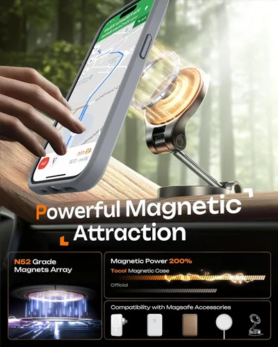 Vista 438 de TOCOL Funda para iPhone 11, compatible con Magsafe, protección completa de cámara, imanes integrados, protección contra caídas, funda translúcida