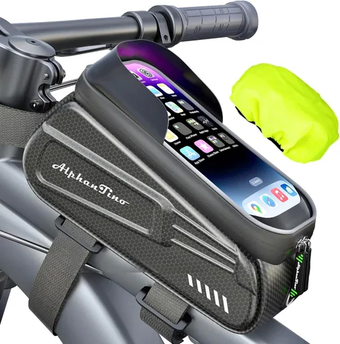 Bolsa para Soporte de Teléfono para Bicicleta Alphantino - Estuche Rígido Impermeable de Gran Capacidad para Tubo Superior, Marco Frontal de