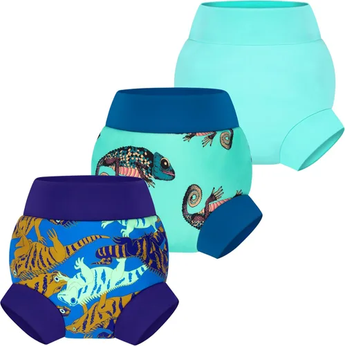 Vista 8 de BIG ELEPHANT Pañales de natación para bebé, 3 piezas, reutilizables, ajustables, lavables, impermeables, para niños y niñas, de 6 meses a 5 años