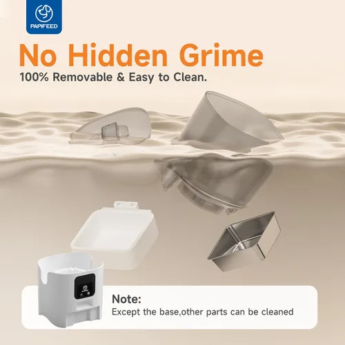 Vista 6 de PAPIFEED Comedero automático WiFi 5G: dispensador automático inteligente de comida para gatos con modo de alimentación lenta, desmontable para una