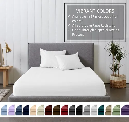 Vista 7 de Queen Percale Sheets Set – 100% Egyptian Long Staple Percal Cotton, 800 Thread Count, Oversized [60” x 80”] with 10” Deep Pockets, Soft, Crisp &