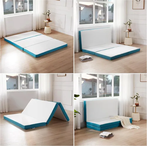 Vista 7 de SINWEEK Colchón plegable de espuma viscoelástica, cubrecolchón plegable de 4 pulgadas, cama de invitados certificada CertiPUR-US con funda