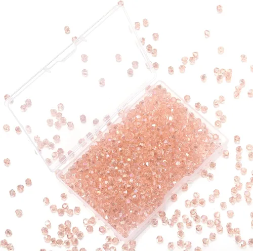 Vista 21 de 1000 cuentas de cristal de cristal de 0.157 pulgadas a granel facetadas de bicono espaciador cuentas para hacer joyas de bricolaje