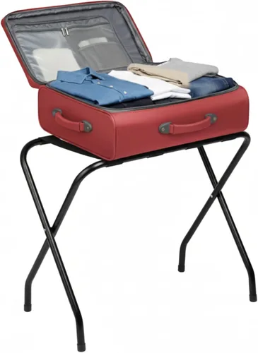 USTECH Portaequipajes de acero inoxidable de doble nivel premontado, portaequipajes duradero para habitación de invitados con capacidad para hasta