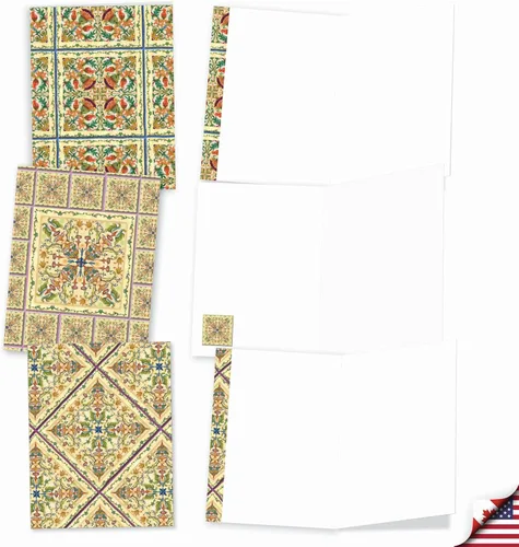 Vista 4 de The Best Card Company - 20 tarjetas de notas en blanco en caja (4 x 5.12 pulgadas) - Divertidos patrones surtidos (10 diseños, 2 de cada uno)