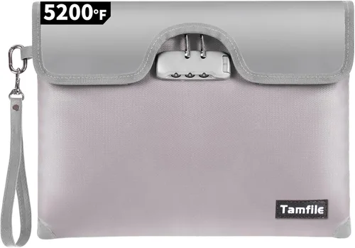 Vista 12 de Bolsa de dinero ignífuga de 5200°F con cerradura, bolsa de documentos ignífuga al agua con cremallera, 8 capas de aislamiento contra incendios