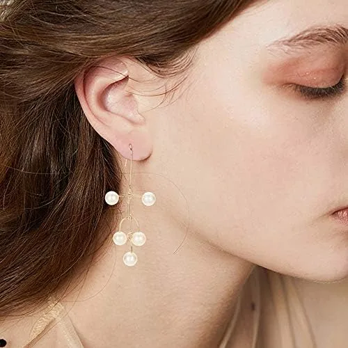 Vista 3 de Earrings,plplaaoo Earring Pendants for Women,Artificial Pearl Decoration Womens Earrings,Delicate Elegant Dangle Earrings for Women, Earrings