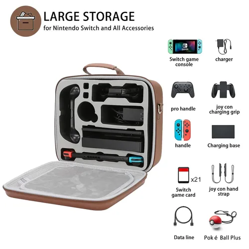 Vista 2 de Pokemon Eevee Large Carrying Storage Case for Nintendo SwitchOLED Model with Shoulder Strap - Hard Travel Messenger Bag for Switch Console, Pro