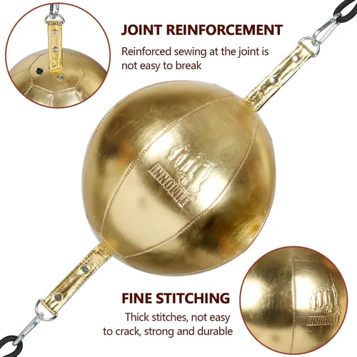 Vista 4 de InnoLife Kit de saco de boxeo de doble extremo con bola de perforación, kit de reacción de velocidad con cordones elásticos, perfecto