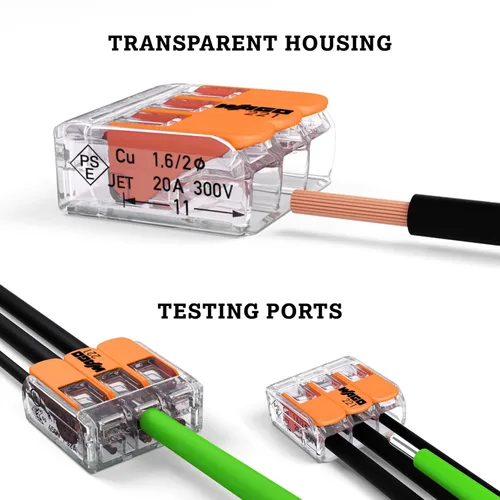 Vista 6 de WAGO 221-412 tuercas de palanca, conectores compactos de empalme de 2 conductores (paquete de 10)