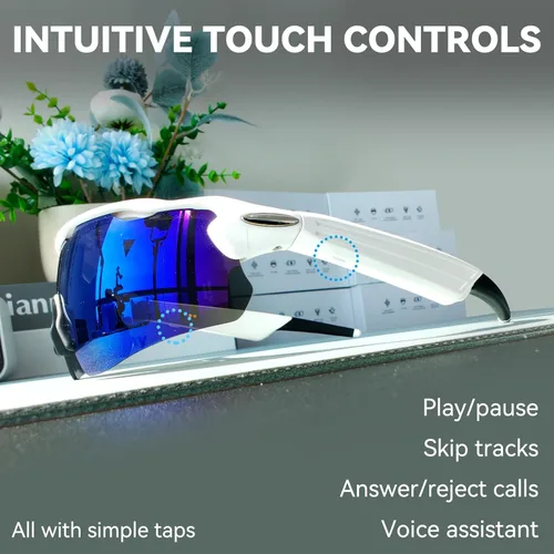 Vista 7 de Lentes de sol Bluetooth para hombres y mujeres, lentes inteligentes con altavoces de oreja abierta, asistente de voz, control táctil, lente