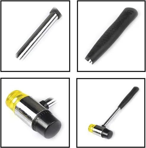 Vista 3 de Mazo de goma que no deja marcas, martillo de acero con mango de goma antideslizante para proyectos de bricolaje, manualidades, carpintería e