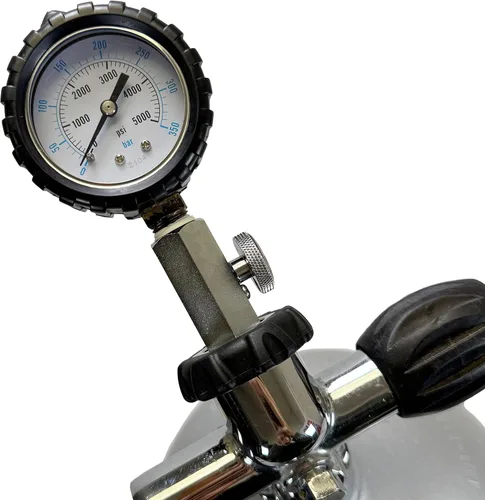 Vista 8 de Scuba Choice Comprobador de presión de tanque DIN - Calibre de 5000 PSI/350 BAR, accesorio duradero de válvulas de buceo de acero inoxidable,