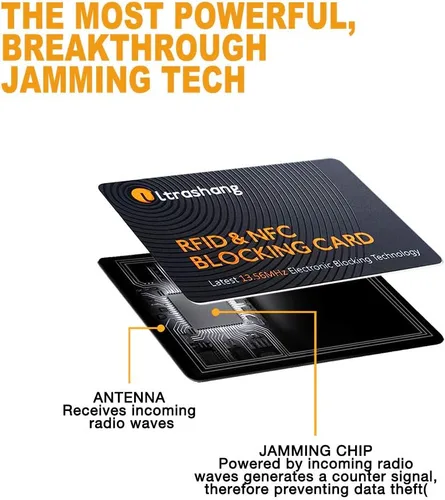Vista 4 de Ultrashang 2 tarjetas de bloqueo RFID, protección sin complicaciones para todo el escudo de cartera, protector de tarjeta de crédito, bloqueador