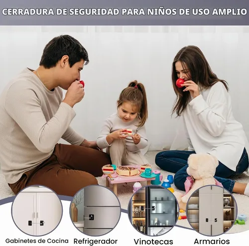 Vista 9 de Paquete de 2 combinaciones de cerraduras para refrigerador, cerradura de nevera resistente, código de 3 dígitos, no necesita llaves, cable de acero