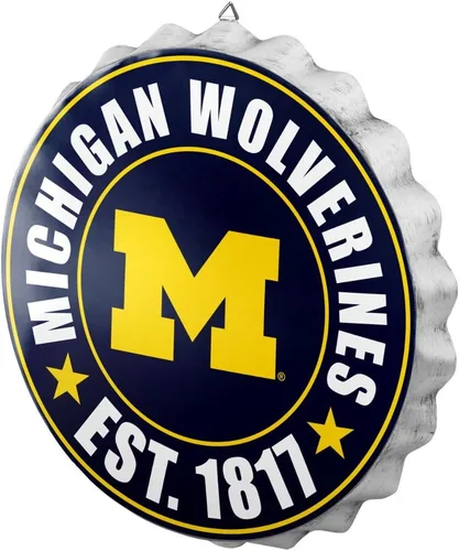 Vista 12 de foco Cartel de pared colgante con tapa de botella de metal con logotipo del