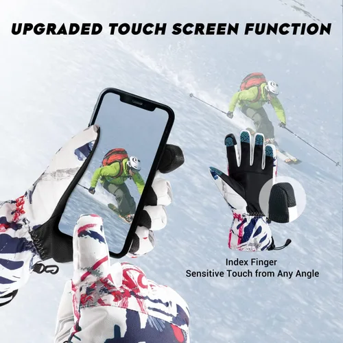Vista 4 de ATERCEL Ski Gloves Men Women Waterproof, 2022 Updated Touchscreen Snow Gloves, Snowboard Gloves for Cold Weather