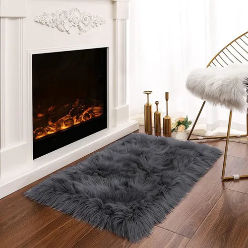 Vista 20 de Latepis - Alfombra rectangular de piel sintética tipo lana de oveja suave y esponjosa de estilo bohemio para sala de estar, dormitorio y residencias