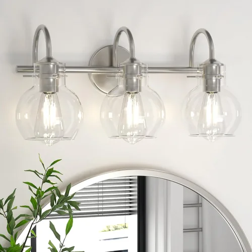 Vista 15 de Accesorios de Iluminación para Tocador de Baño, Apliques de Pared Montados en Baño, Luces de Tocador Sobre Espejo con Pantalla de Vidrio Globo, Base