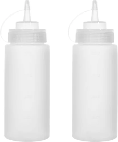 Vista 14 de Botellas Exprimibles para Condimentos Dispensador de Ketchup, Paquete de 4 Botellas Exprimibles de 8oz para Líquidos, Botella de Salsa de Plástico