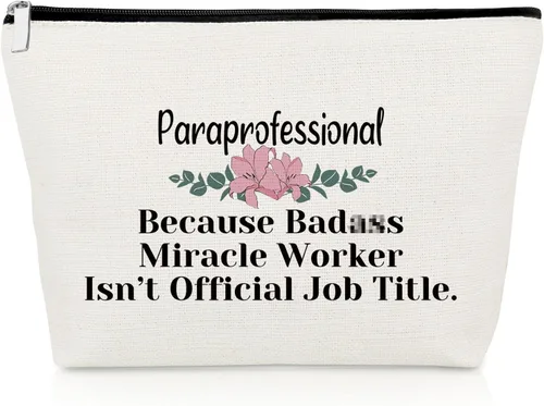 Vista 9 de Bolsa de maquillaje para paraeducador, regalo divertido para paraprofesional, regalo de agradecimiento para maestro, asistente, regalos