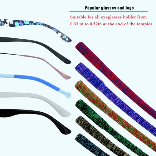 Vista 5 de Correa para gafas (paquete de 6) soporte para gafas, correa de nailon elástico suave para hombres y mujeres