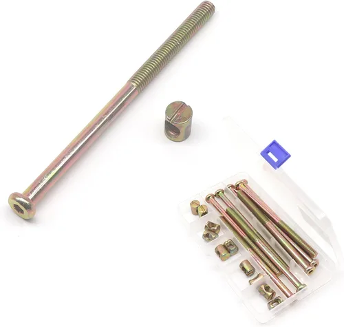 BinifiMux Paquete de 10 pernos hexagonales M8 x 5.118 in para muebles, tornillos y tuercas para litera, roscas de barril M8x15mm, chapado en zinc,