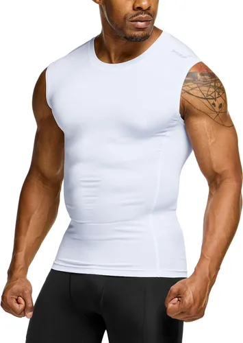 TSLA Camisetas de entrenamiento sin mangas para hombre, camisetas de compresión de secado rápido para correr, camisetas sin mangas de entrenamiento