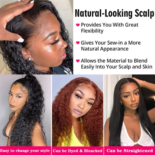Vista 7 de QinMei Pelucas de cabello humano ondulado profundo de 13 x 4 para mujeres negras, cabello humano virgen brasileño rizado profundo con encaje frontal
