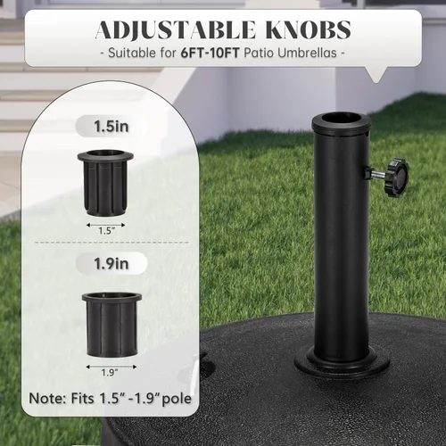 Vista 5 de EROMMY Base de sombrilla de 52 libras, soporte de paraguas con ruedas frenables, base de sombrilla de patio resistente para exteriores de 1.5 a 1.89