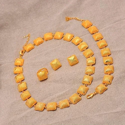 Vista 6 de Juego de joyas etíopes de Dubái de color dorado, para bodas, mujeres, collares, pendientes, joyería eritrea, regalos
