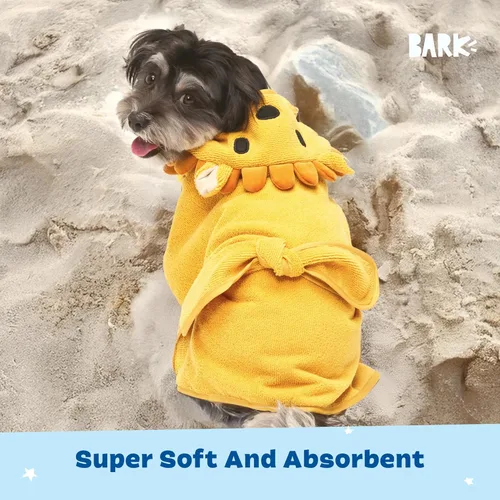 Vista 23 de Bata de baño para perros Barkbox de secado rápido con cierre de gancho y bucle y atadura envolvente, ropa linda para perros, fácil de limpiar