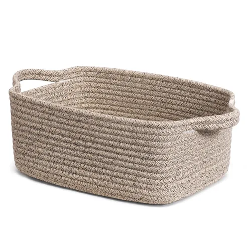 Vista 13 de CHICVITA Cesta de almacenamiento para regalos, bonitas cestas de cuerda de algodón para guardería, pequeña cesta de regalo con asas, cestas tejidas