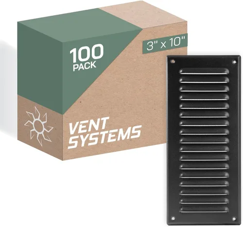 Vista 45 de Vent Systems – 3.35 x 9.84 pulgadas (interior) rejilla de ventilación de aire rectangular de metal blanco para alero, cubierta de rejilla, deflector