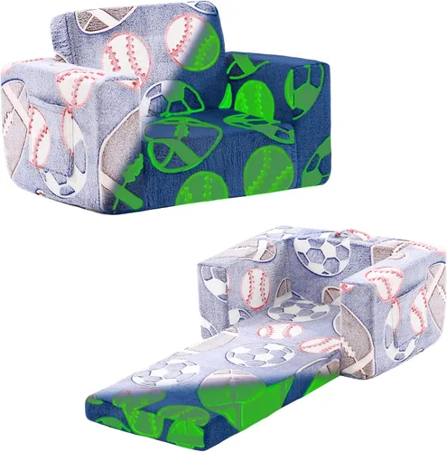 Tiita Sofá para Niños, Silla Sofá para Niños 2 en 1, Sofá Convertible para Niños Pequeños a Tumbona, Sofá de Bebé Desplegable, Cama Silla con