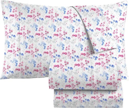 Vista 9 de KACEMOO Juego de sábanas Queen de 4 piezas con estampado floral beige, juego de sábanas bohemias de microfibra con bolsillo profundo, lujosas