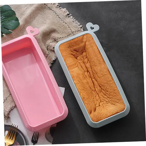 Vista 3 de Rectangular Silicone Cake Mold Non-stick Household Baking Loaf Pan for Toast Bread DIY Cakes Easy Clean Pink
