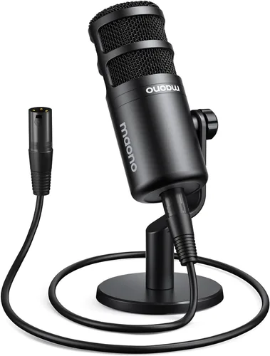 MAONO Micrófono de podcast XLR, micrófono dinámico de estudio cardioide para grabación vocal, transmisión, voz en off, tecnología de aislamiento de