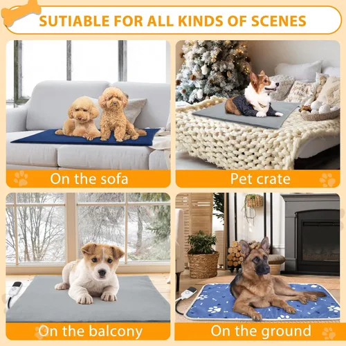 Vista 8 de Almohadilla térmica para perros al aire libre, cama climatizada para perros en interiores para gatos, almohadilla térmica eléctrica para mascotas