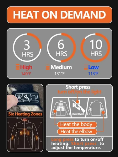 Vista 2 de Mens Heated Jacket Fleece with Power Bank, Rechargeable Coat for Hunting (Next Camo G2,Black,Size M-XXL)