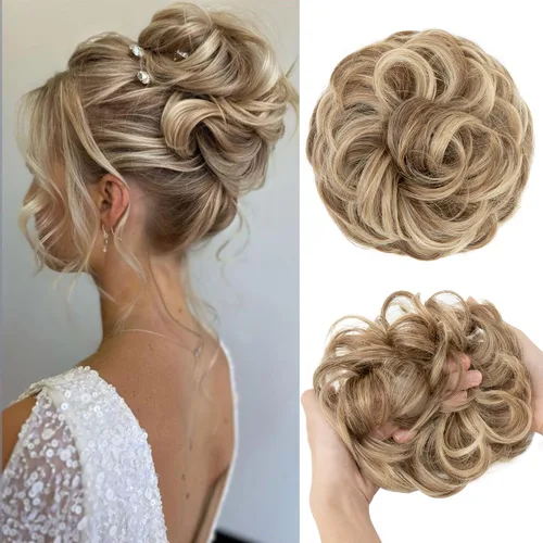 Vista 29 de CJL HAIR Extensiones de cabello ondulado y rizado de tamaño grande para mujer, extensiones de cabello sintético para cola de caballo de caballo