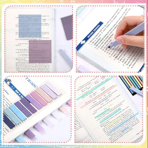 Vista 5 de 1160 hojas de notas adhesivas transparentes pastel, 3 x 3 pulgadas, nota adhesiva transparente impermeable, bloc de notas transparente, pestañas