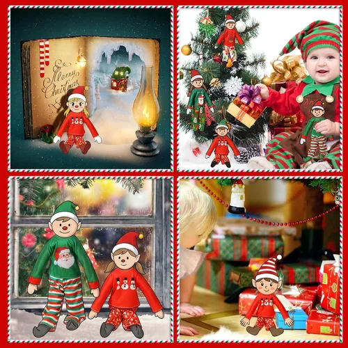 Vista 8 de HooLing Juego de 5 accesorios para muñecas, ropa de disfraz de Navidad, Papá Noel, alce, muñeco de nieve, pan de jengibre, árbol de Navidad, ropa