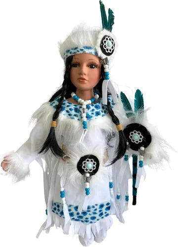 Vista 6 de KINNEX COLLECTIONS SINCE 1997 Muñeca de porcelana india nativa americana coleccionable de 16 pulgadas (D16724)