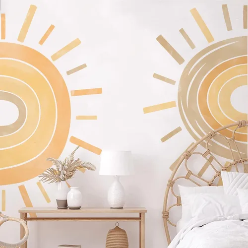 Vista 9 de Calcomanías de pared de medio sol, calcomanías de pared grandes bohemias, calcomanías de pared modernas, calcomanías de vinilo removibles